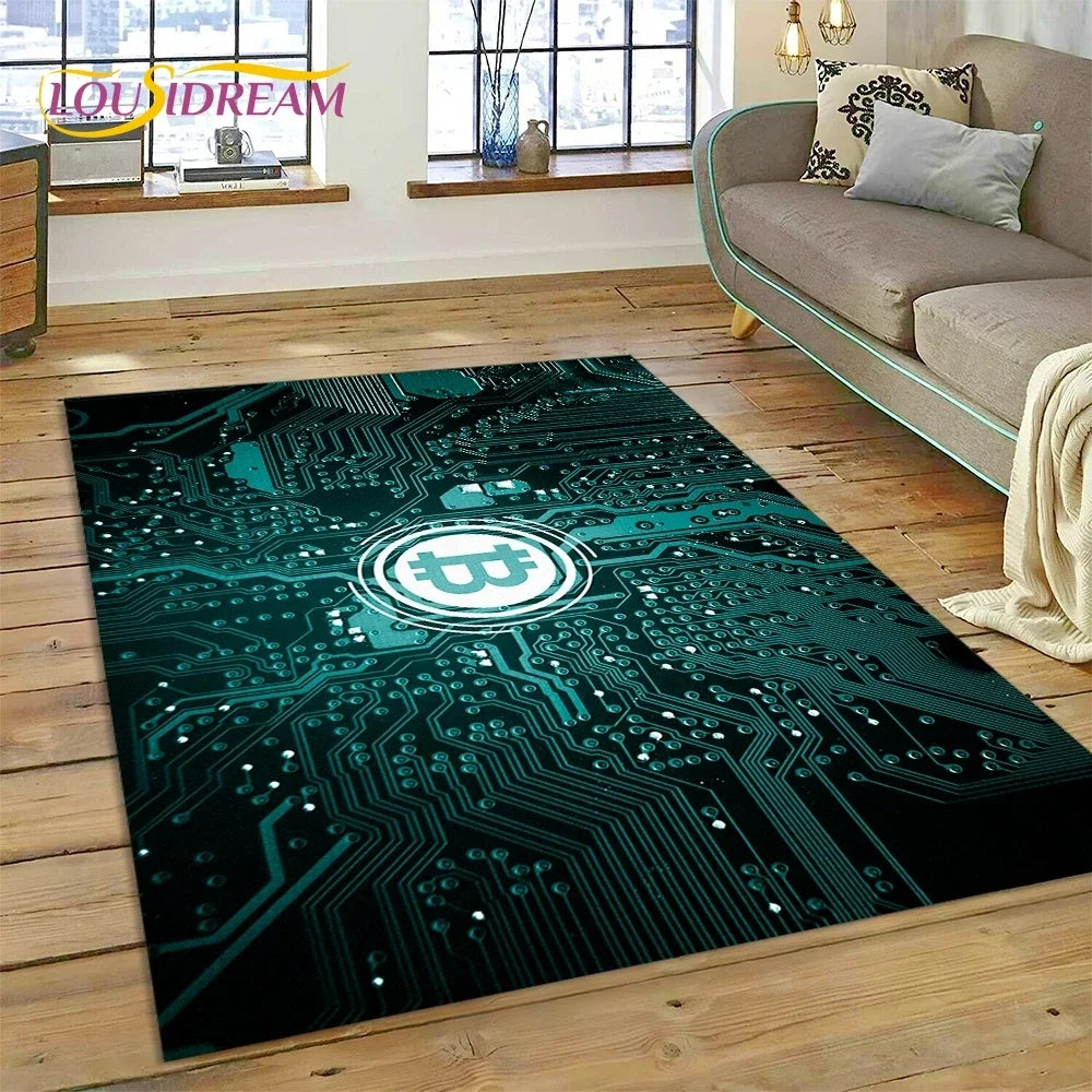 Bitcoin 3D Virtual Currency NFT Area Rug Carpet for Bedroom Living Room