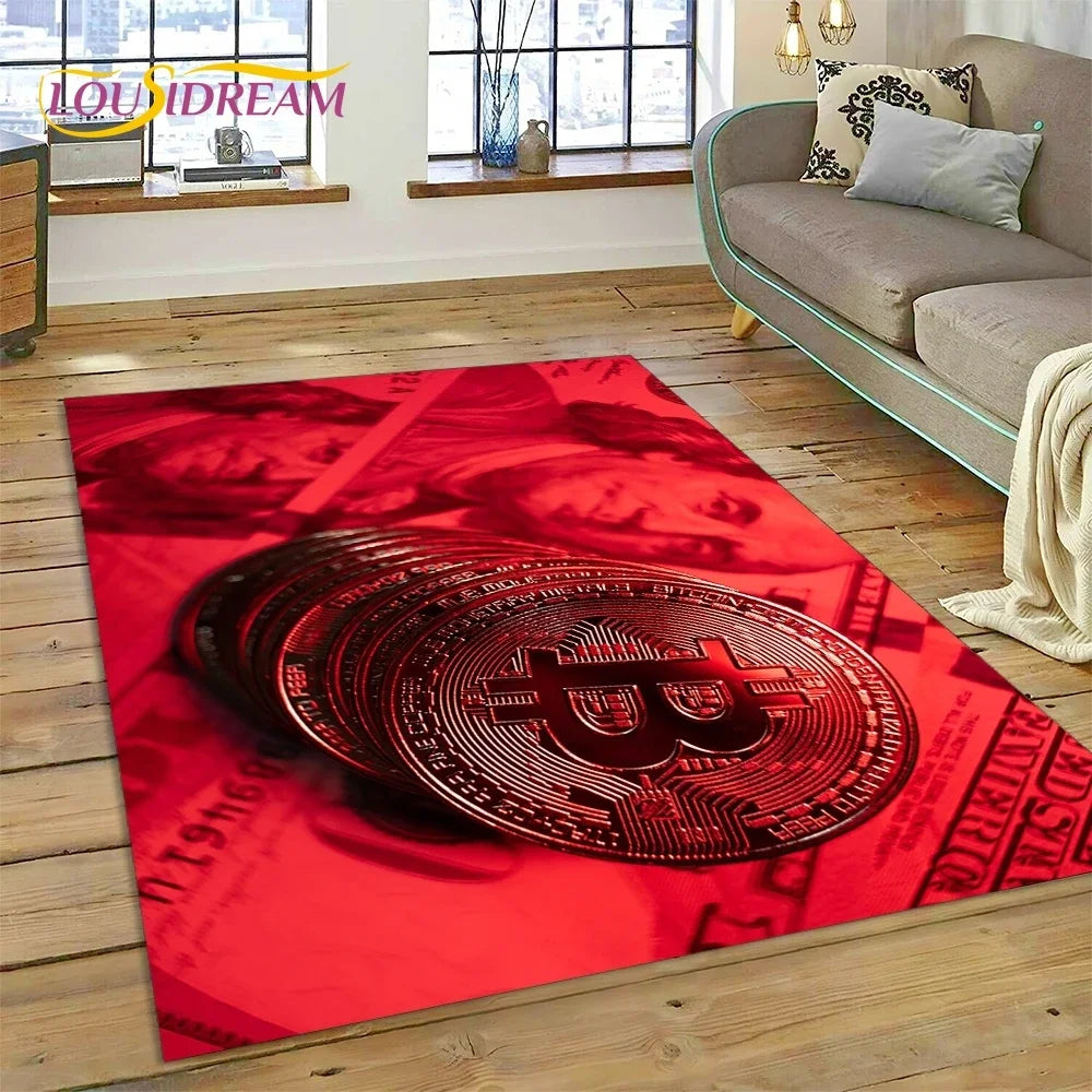 Bitcoin 3D Virtual Currency NFT Area Rug Carpet for Bedroom Living Room