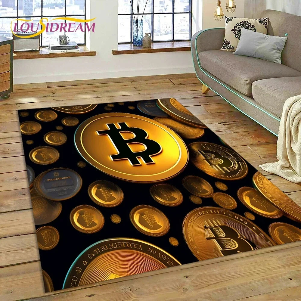 Bitcoin 3D Virtual Currency NFT Area Rug Carpet for Bedroom Living Room