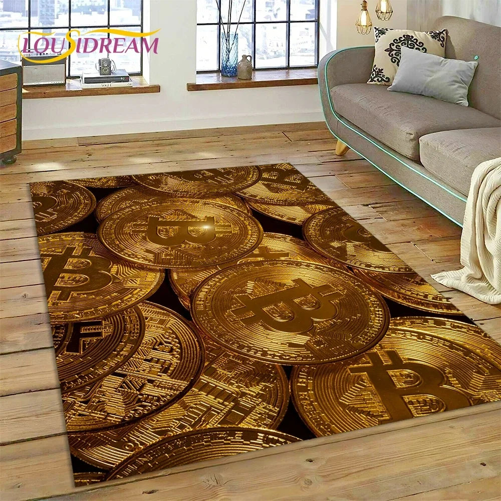 Bitcoin 3D Virtual Currency NFT Area Rug Carpet for Bedroom Living Room