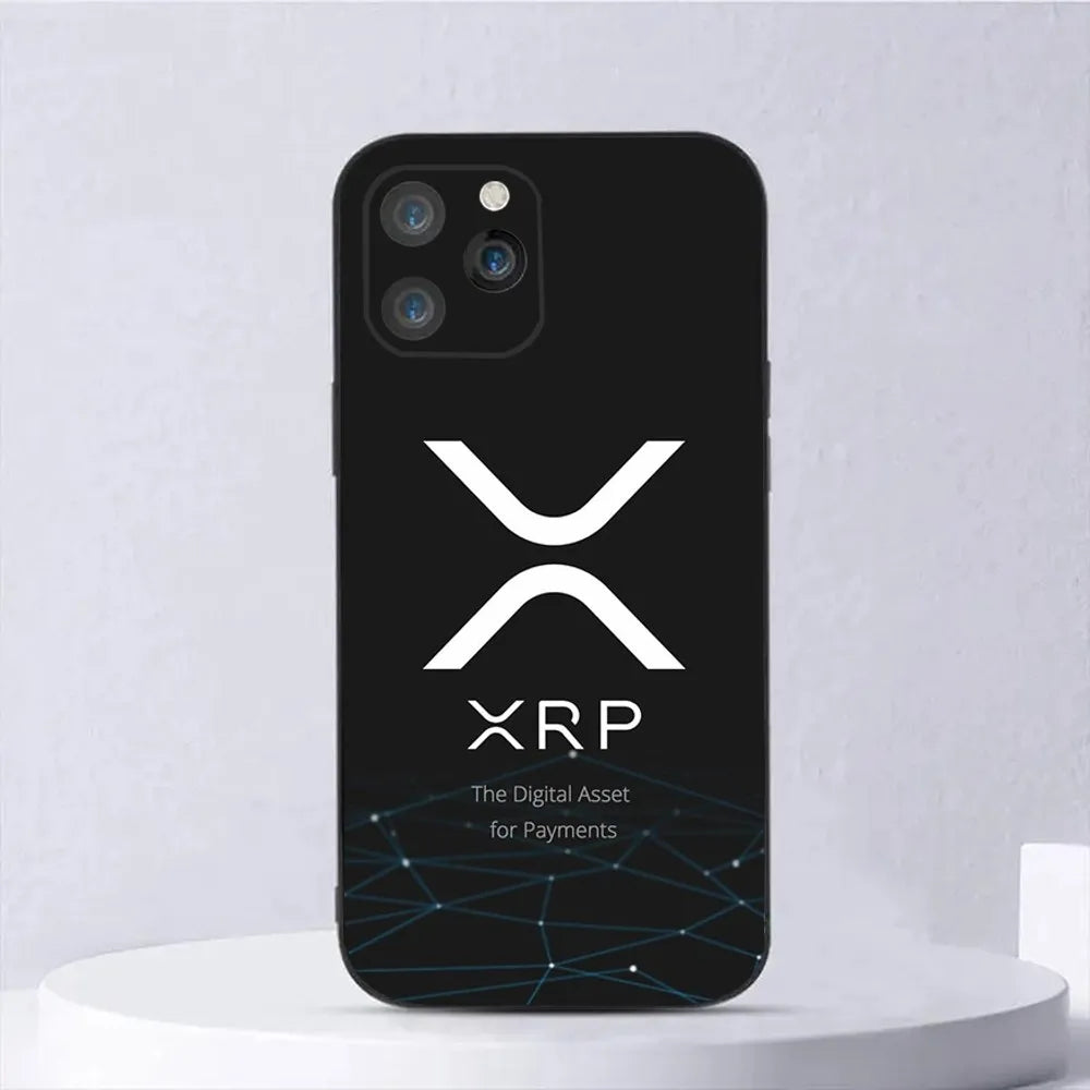 Xrp Ripple Crypto Phone Case For iPhone 15,14,13,12,11,Plus,Pro Max,XS,X,XR,SE,Mini,8,7 Soft Silicone Black Cover