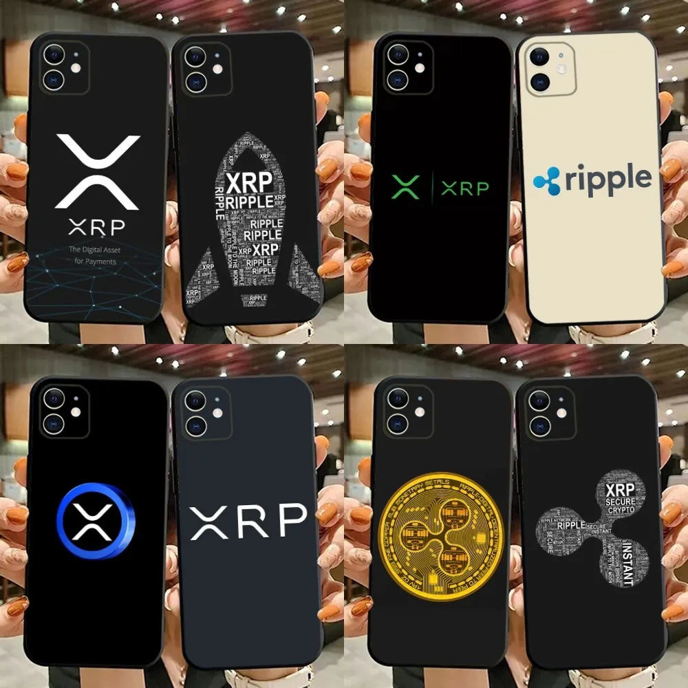 Xrp Ripple Crypto Phone Case For iPhone 15,14,13,12,11,Plus,Pro Max,XS,X,XR,SE,Mini,8,7 Soft Silicone Black Cover