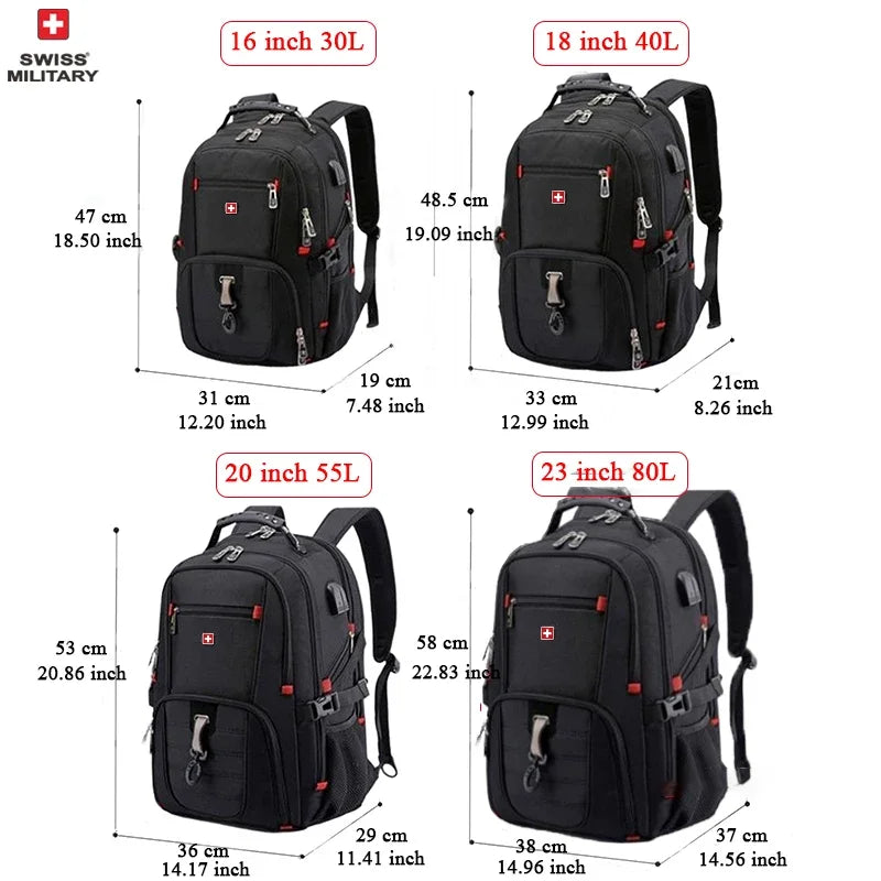 Waterproof Men's Backpack 15.6/17 Inch Laptop Backpacks  Travel Bags Swiss-style