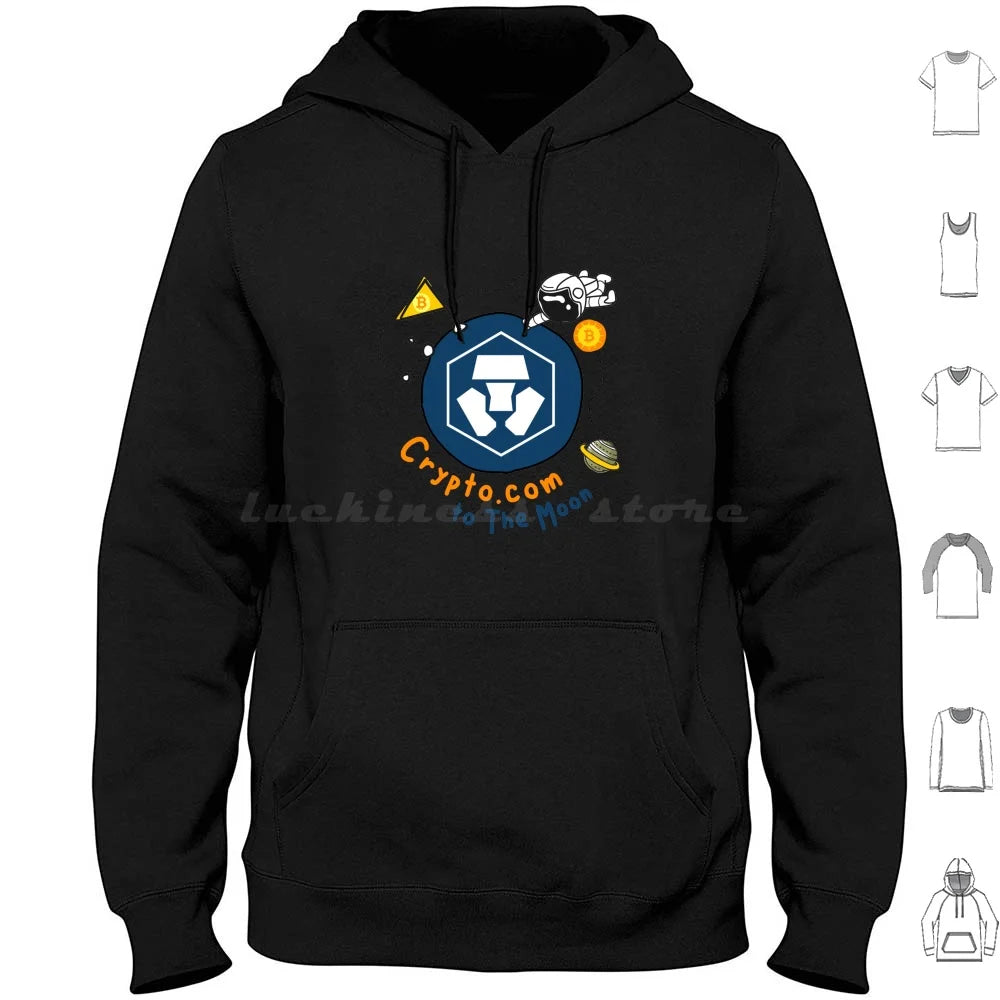 Crypto Com Coin To The Moon , Cryptocurrency , Cro Hodl Bitcoin , Graphic Funny Style Hoodies Long Sleeve Crypto Com