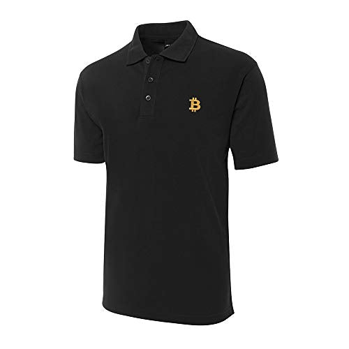 Lexiu Yibai Mens Bitcoin BTC Embroidery Shrot Sleeve Polo Shirts Embroidered Shirts