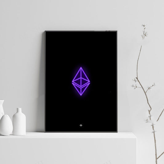 Póster minimalista de arte de pared holográfico con criptografía en lienzo