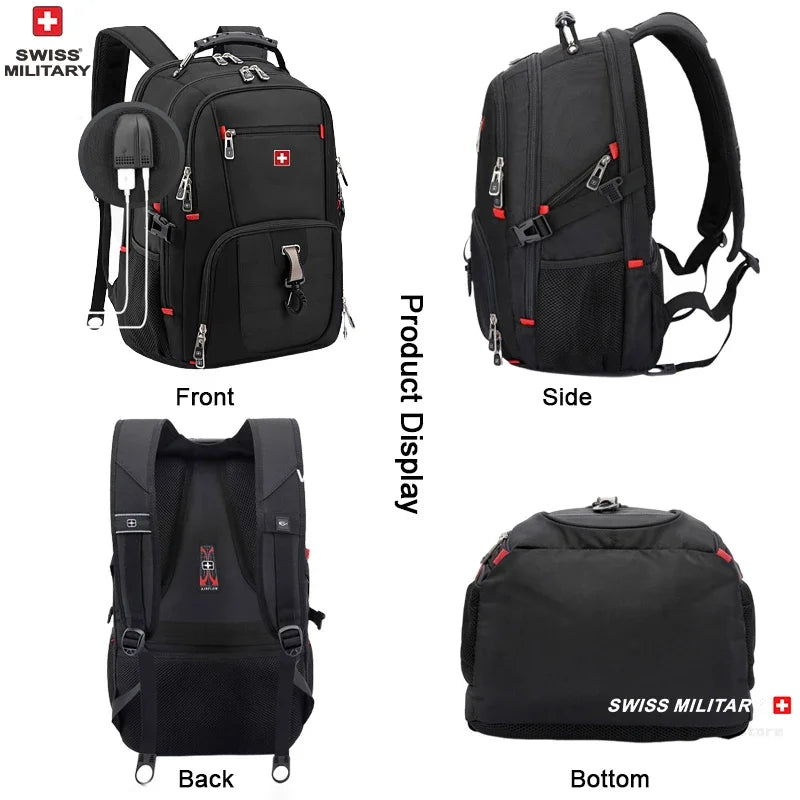 Waterproof Men's Backpack 15.6/17 Inch Laptop Backpacks  Travel Bags Swiss-style