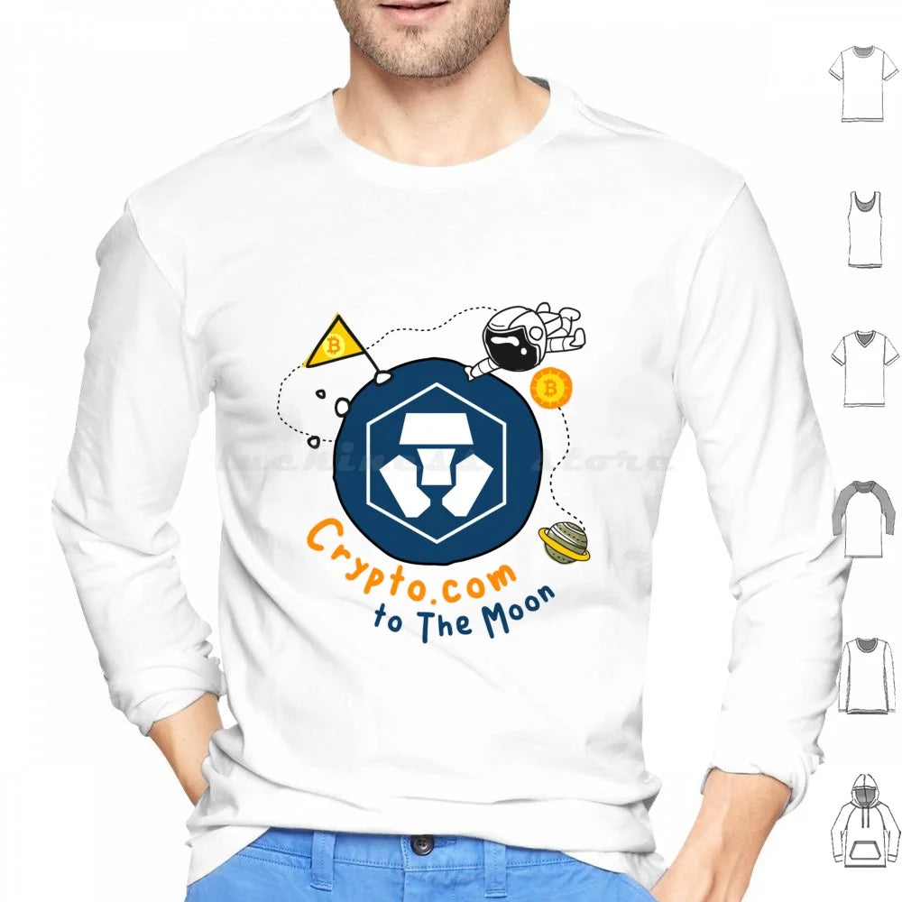 Crypto Com Coin To The Moon , Cryptocurrency , Cro Hodl Bitcoin , Graphic Funny Style Hoodies Long Sleeve Crypto Com