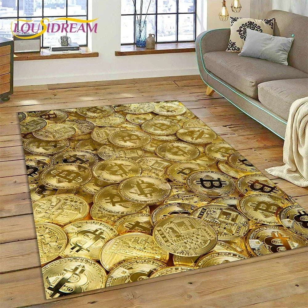 Bitcoin 3D Virtual Currency NFT Area Rug Carpet for Bedroom Living Room