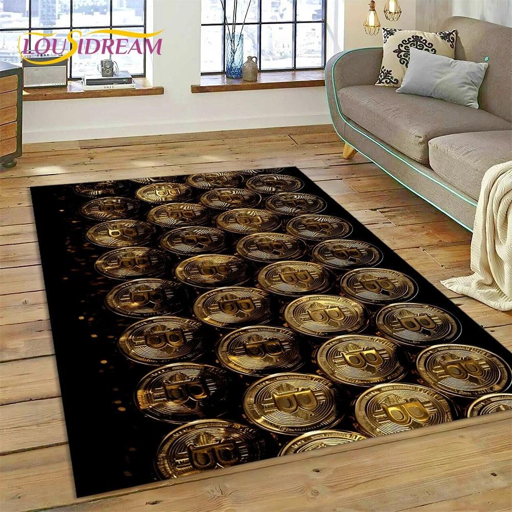 Bitcoin 3D Virtual Currency NFT Area Rug Carpet for Living Room