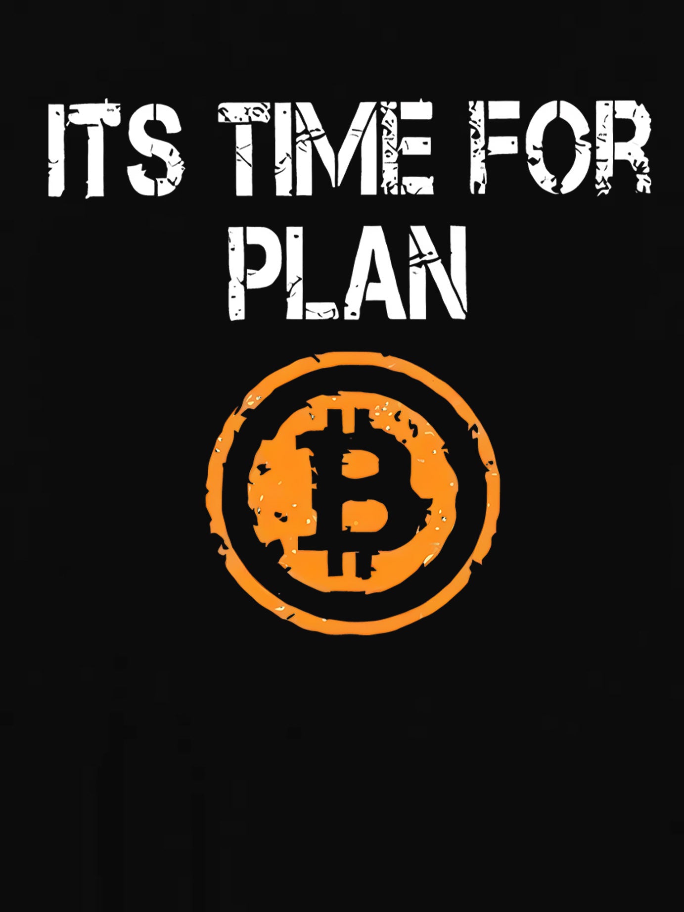 [Medium Stretch Bitcoin Graphic Tee] Women'S Casual Crew Neck T-Shirt, Polyester Blend, Medium Stretch Knit Fabric, with Bitcoin Graphic and "It'S Time For Plan" Print, for All Seasons