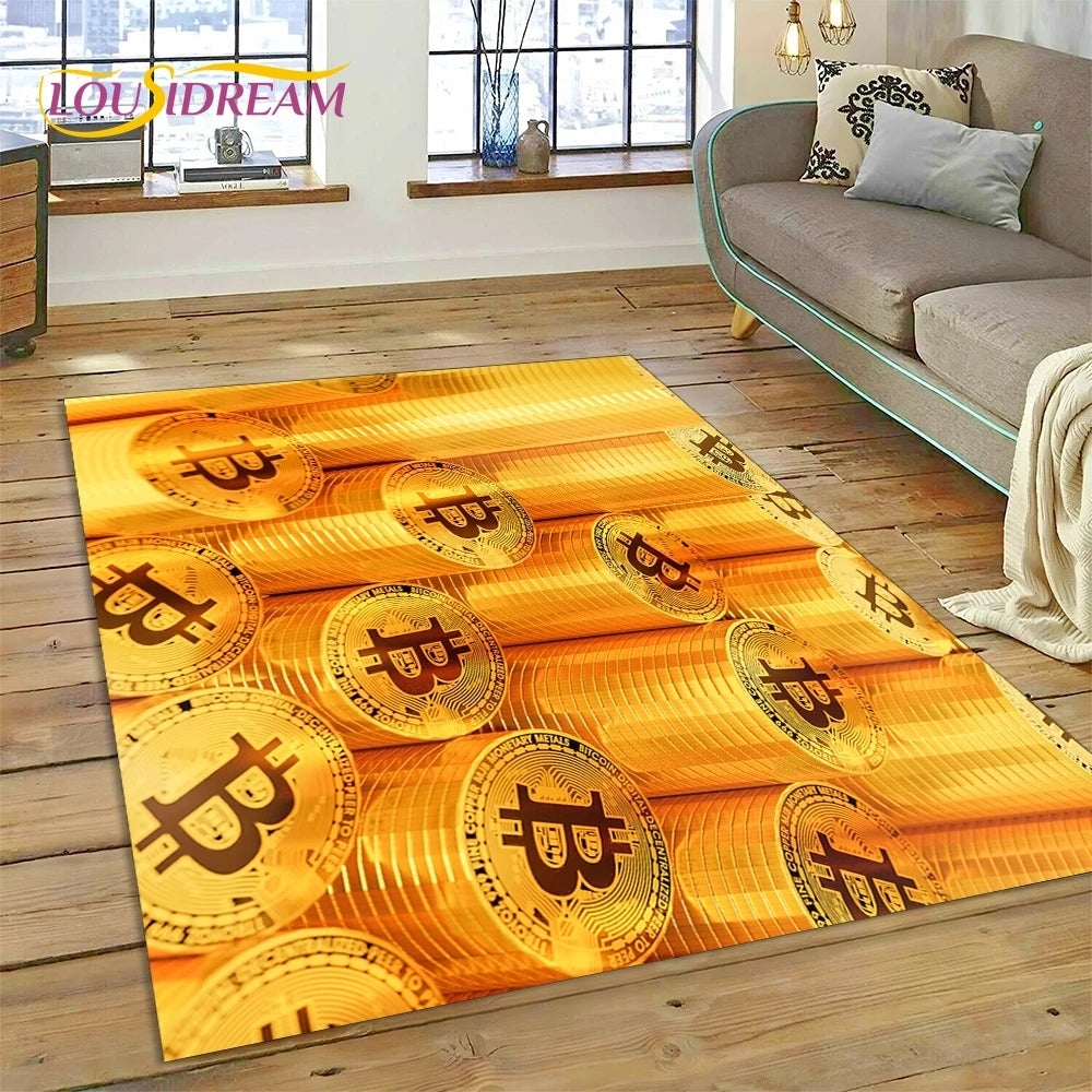 Bitcoin 3D Virtual Currency NFT Area Rug Carpet for Living Room