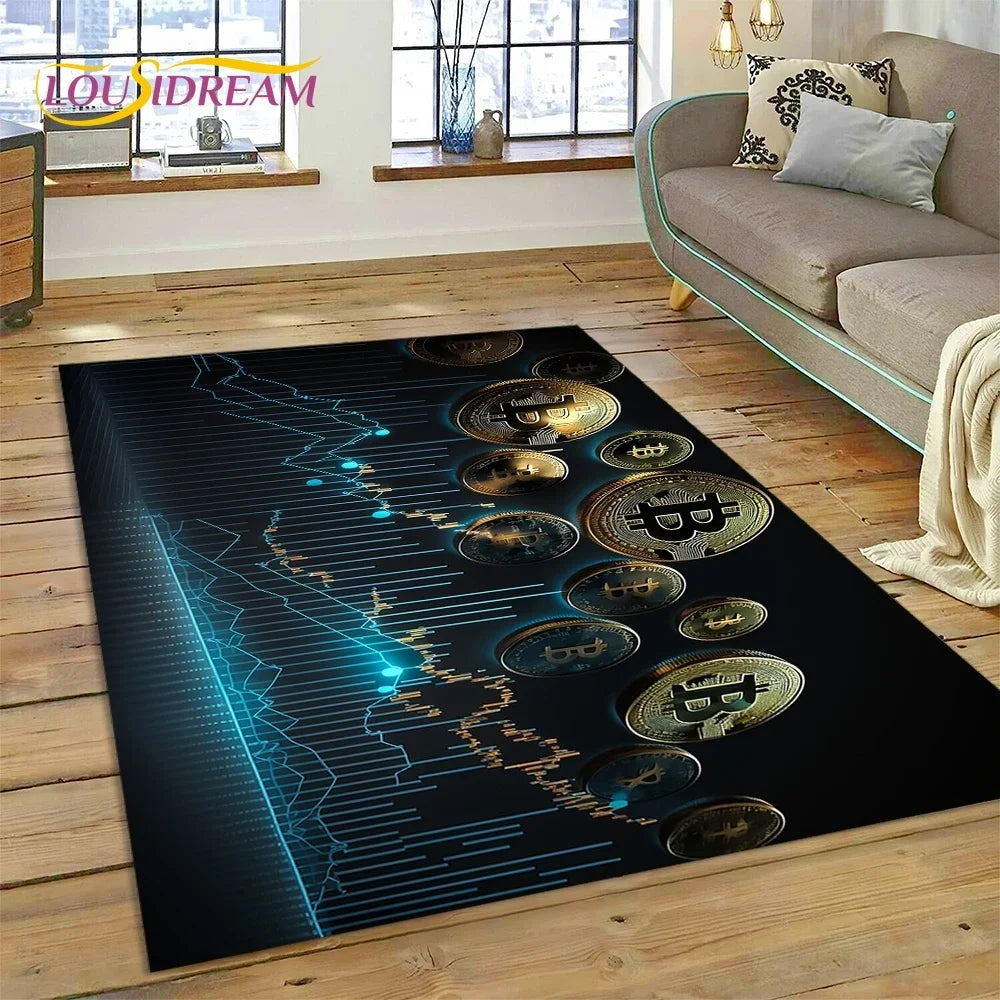 Bitcoin 3D Virtual Currency NFT Area Rug Carpet for Bedroom Living Room