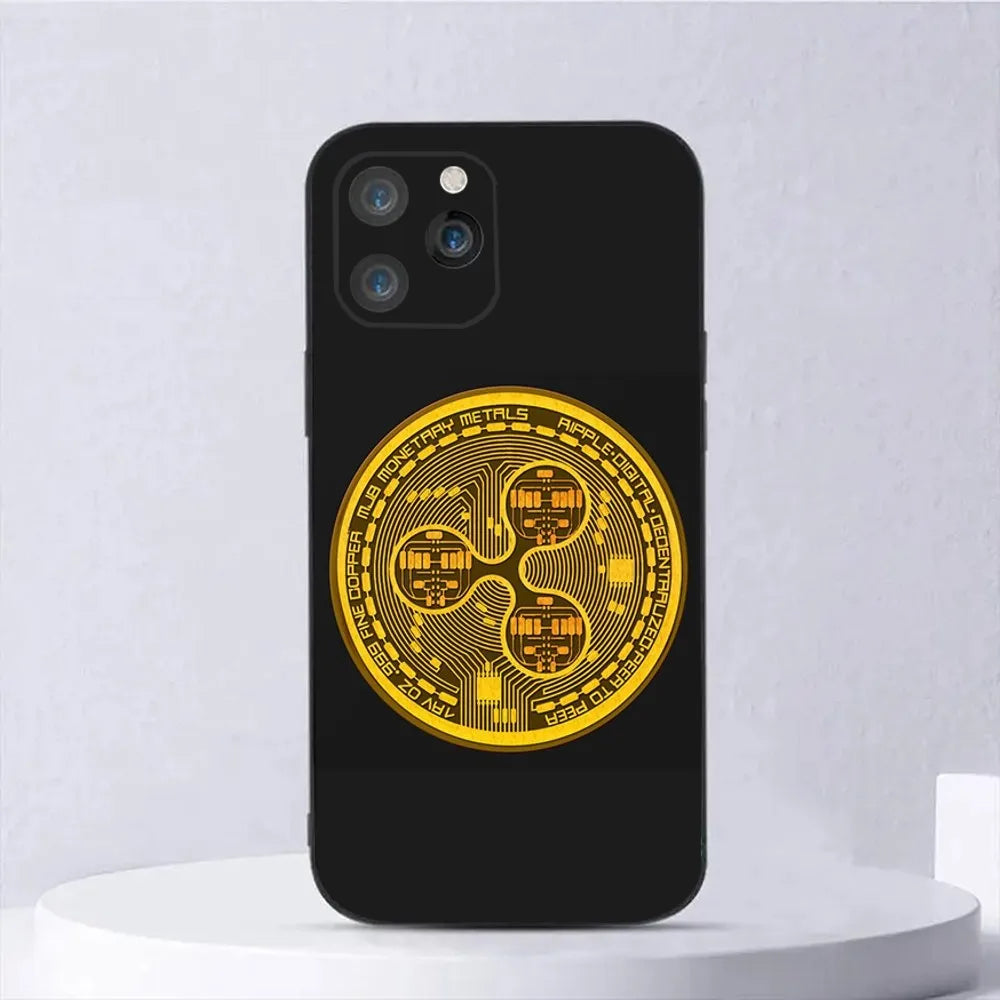 Xrp Ripple Crypto Phone Case For iPhone 15,14,13,12,11,Plus,Pro Max,XS,X,XR,SE,Mini,8,7 Soft Silicone Black Cover