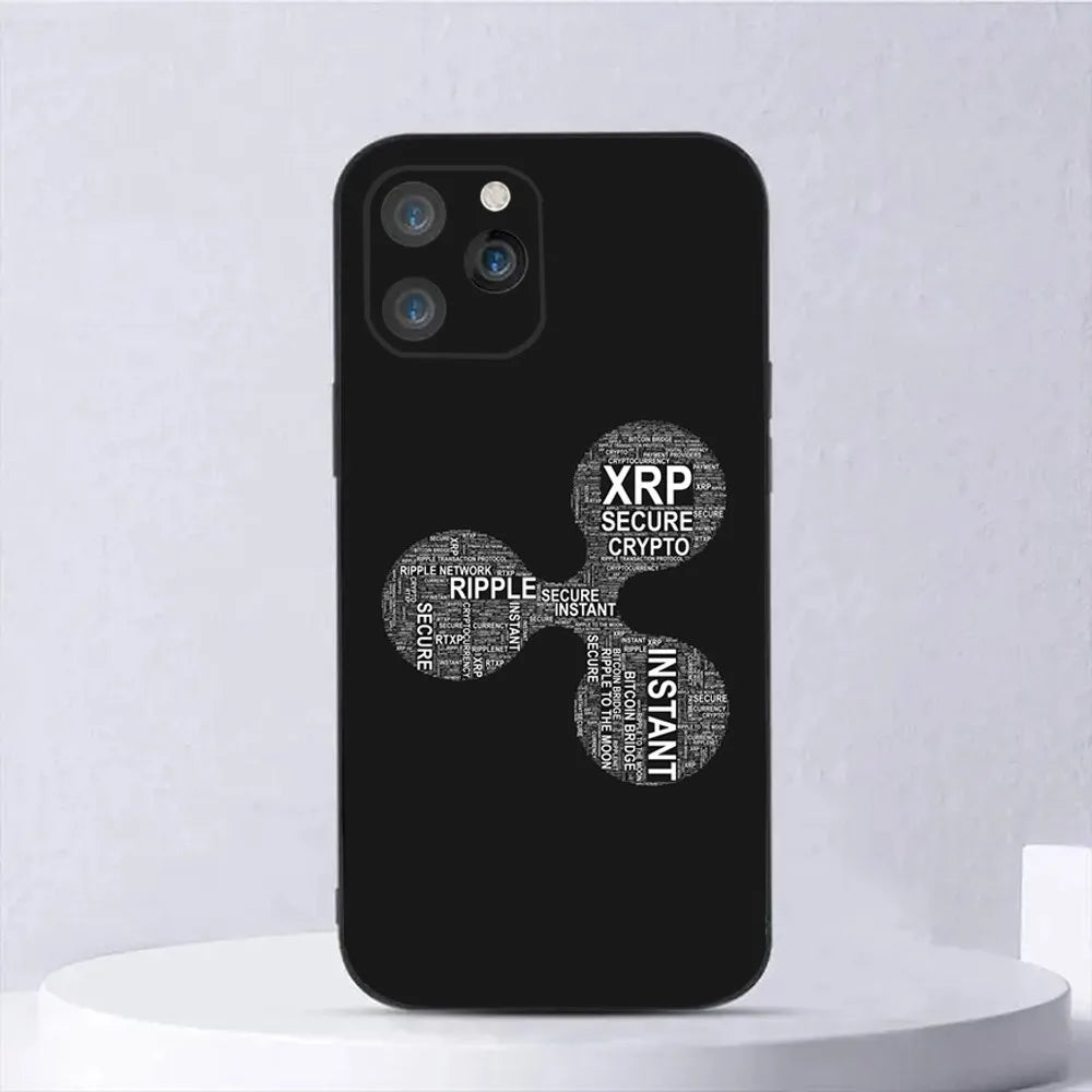 Xrp Ripple Crypto Phone Case For iPhone 15,14,13,12,11,Plus,Pro Max,XS,X,XR,SE,Mini,8,7 Soft Silicone Black Cover