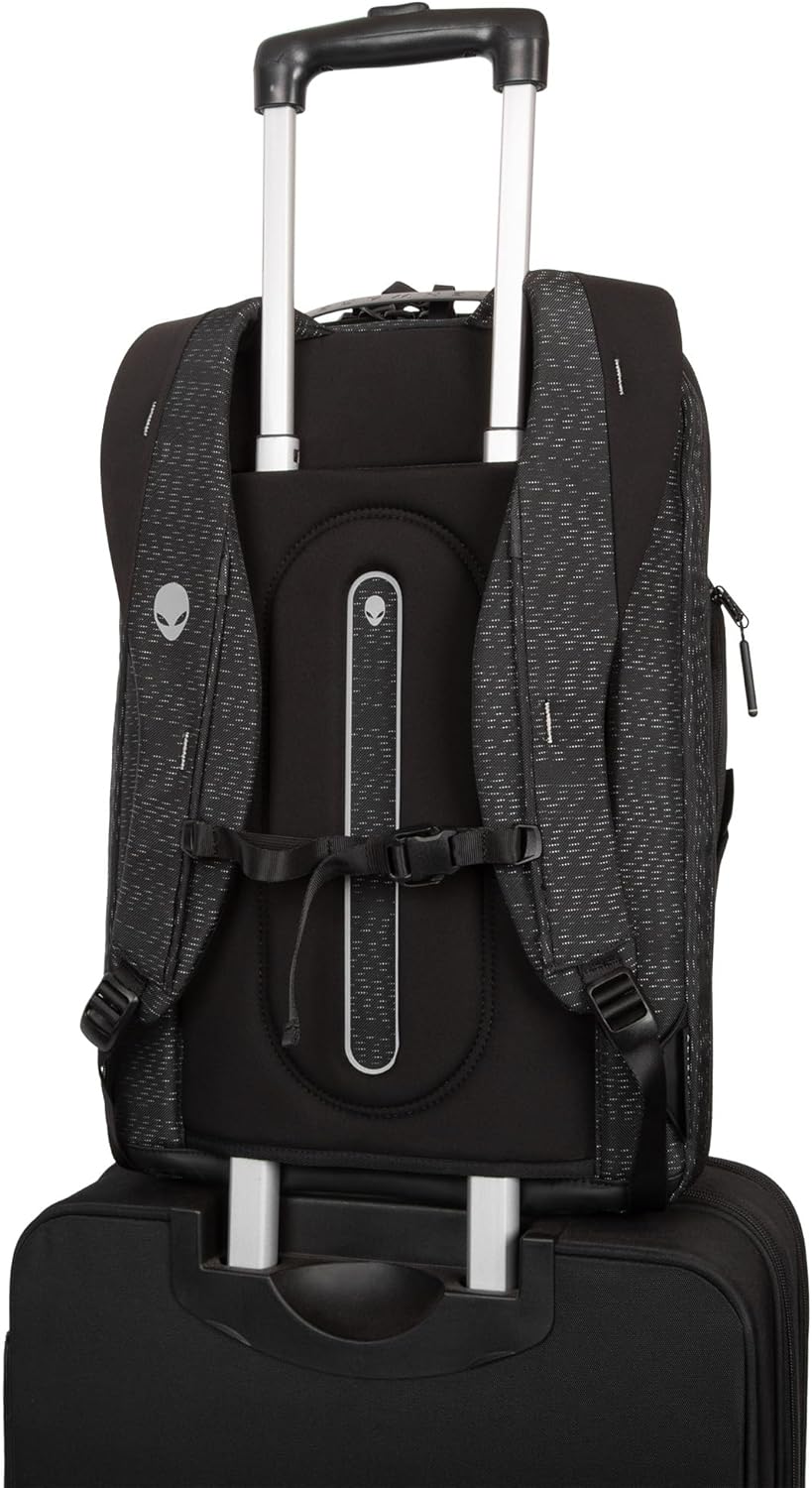 Alienware AW724P Horizon Travel Backpack - Fits upto 18-inch, 840D Fabric, EVA Foamed, Weather-resistant, Shockproof, Padded Shoulder Strap, Padded Back, RFID Blocking Pocket - Galaxy Weave Blac