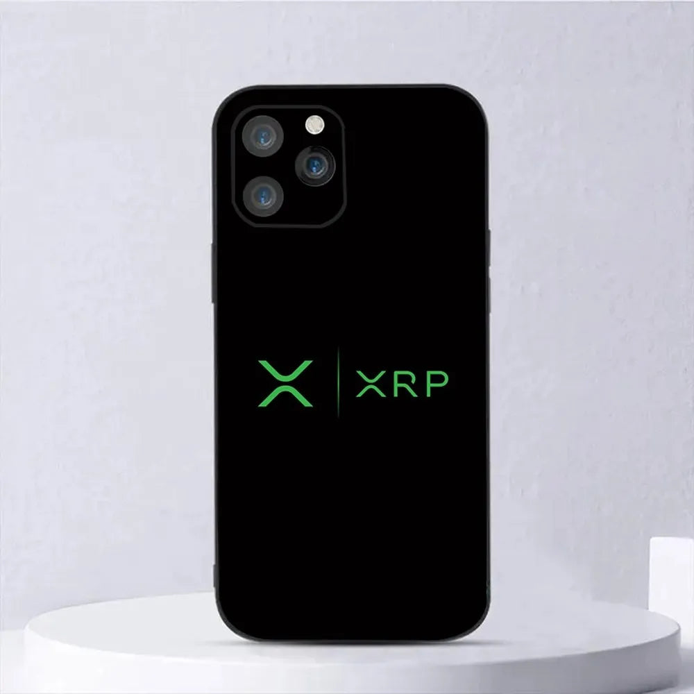 Xrp Ripple Crypto Phone Case For iPhone 15,14,13,12,11,Plus,Pro Max,XS,X,XR,SE,Mini,8,7 Soft Silicone Black Cover