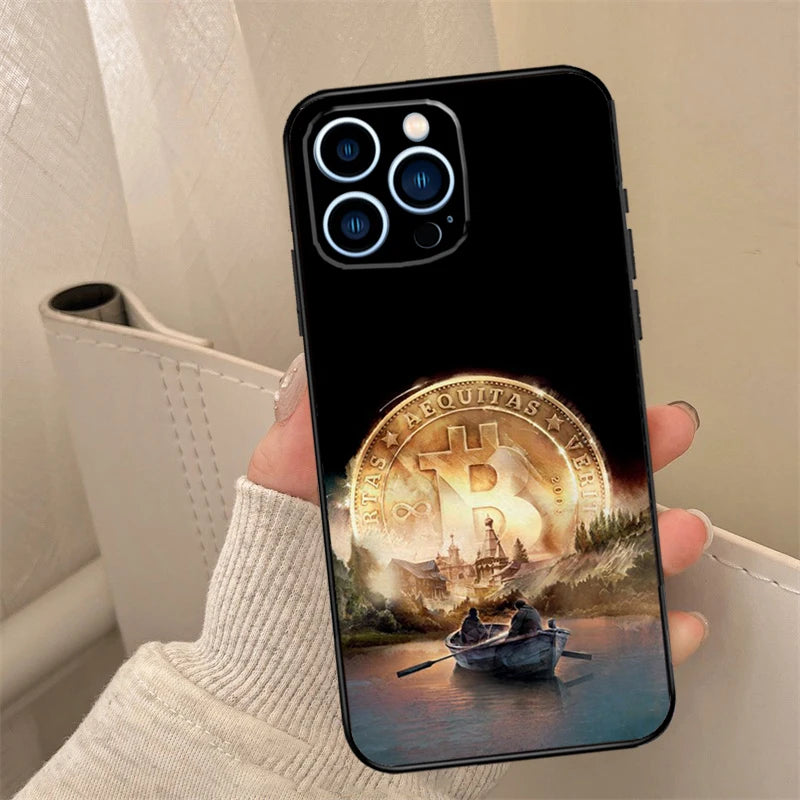 Crypto Currency Bitcoin BTC Phone Case For iPhone 16 15 14 13 12 11 Pro Max XS X XR 7 8 Plus 12 13 Mini Back Cover