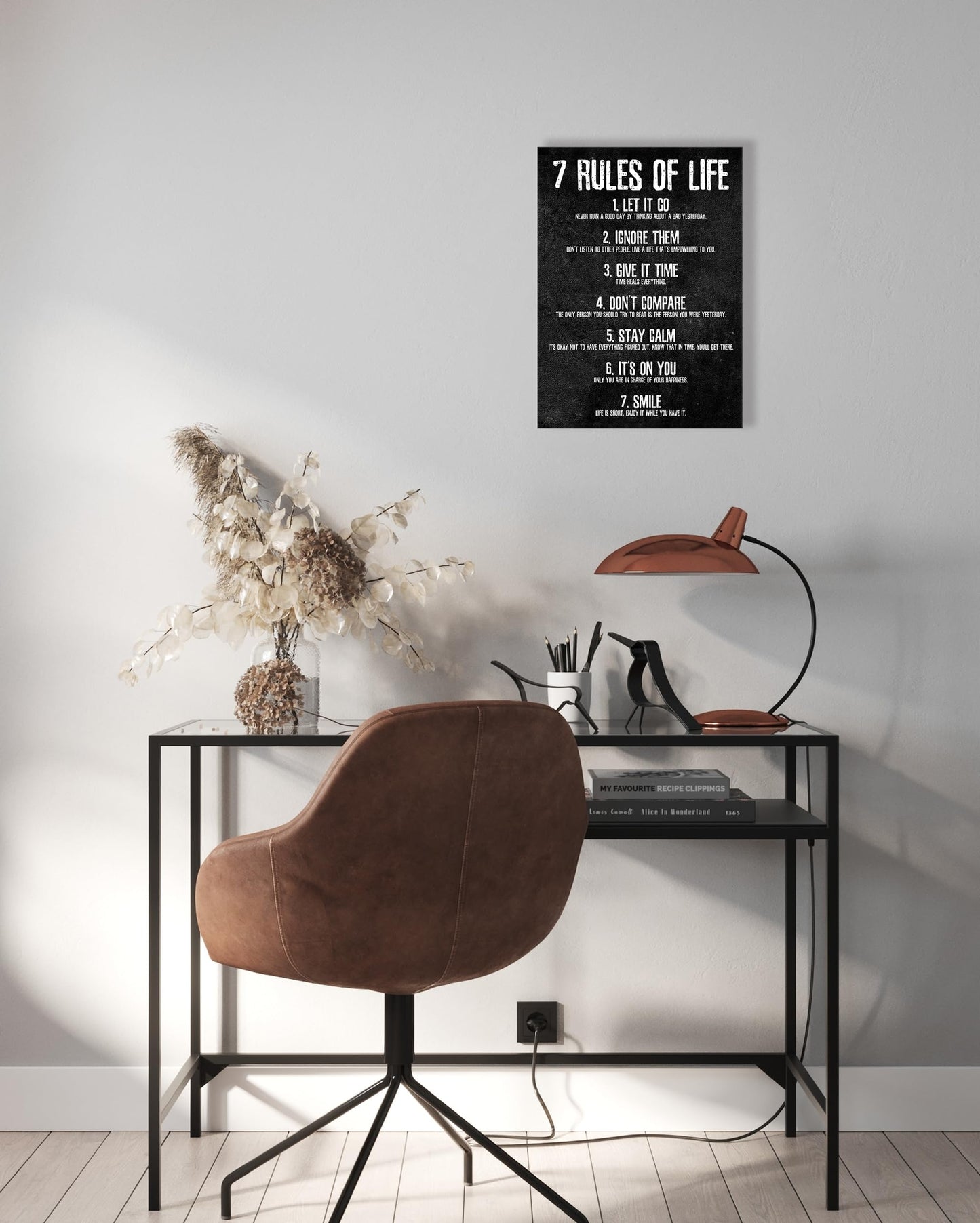 Motivational Quotes Wall Art, 7 Rules Of Life Sign Wall Art For Men Motivational Posters, Read Signs Inspirational Canvas For Classroom High School Motivational Posters For Bedroom Boys Room Home Office Positive Affirmations Wall Decor