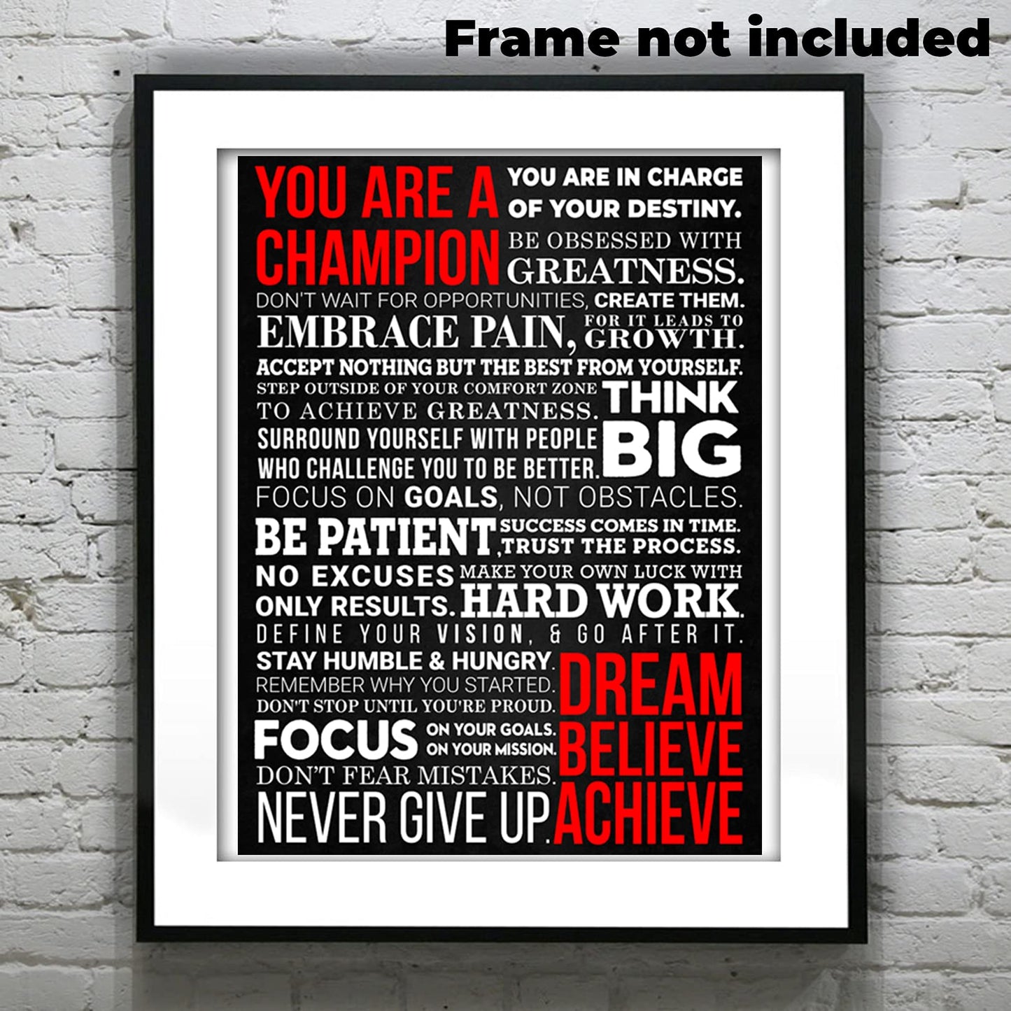 Office Wall Art Motivational Poster - 12 x 16 Inches Inspirational Wall Decor Print for Bedroom, Gym, Men, Boys, Teens - Unframed Cardstock Paper