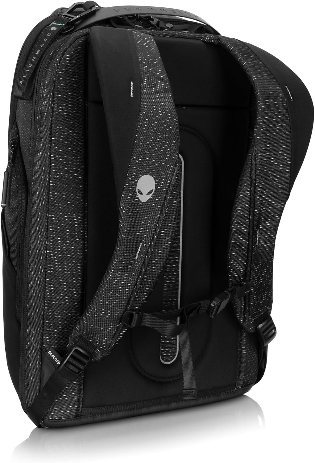 Alienware AW724P Horizon Travel Backpack - Fits upto 18-inch, 840D Fabric, EVA Foamed, Weather-resistant, Shockproof, Padded Shoulder Strap, Padded Back, RFID Blocking Pocket - Galaxy Weave Blac