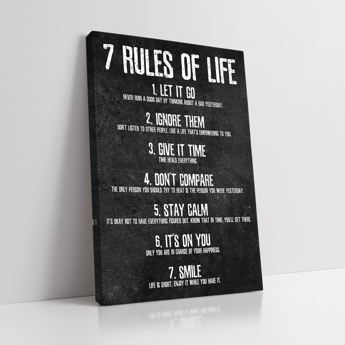 Motivational Quotes Wall Art, 7 Rules Of Life Sign Wall Art For Men Motivational Posters, Read Signs Inspirational Canvas For Classroom High School Motivational Posters For Bedroom Boys Room Home Office Positive Affirmations Wall Decor