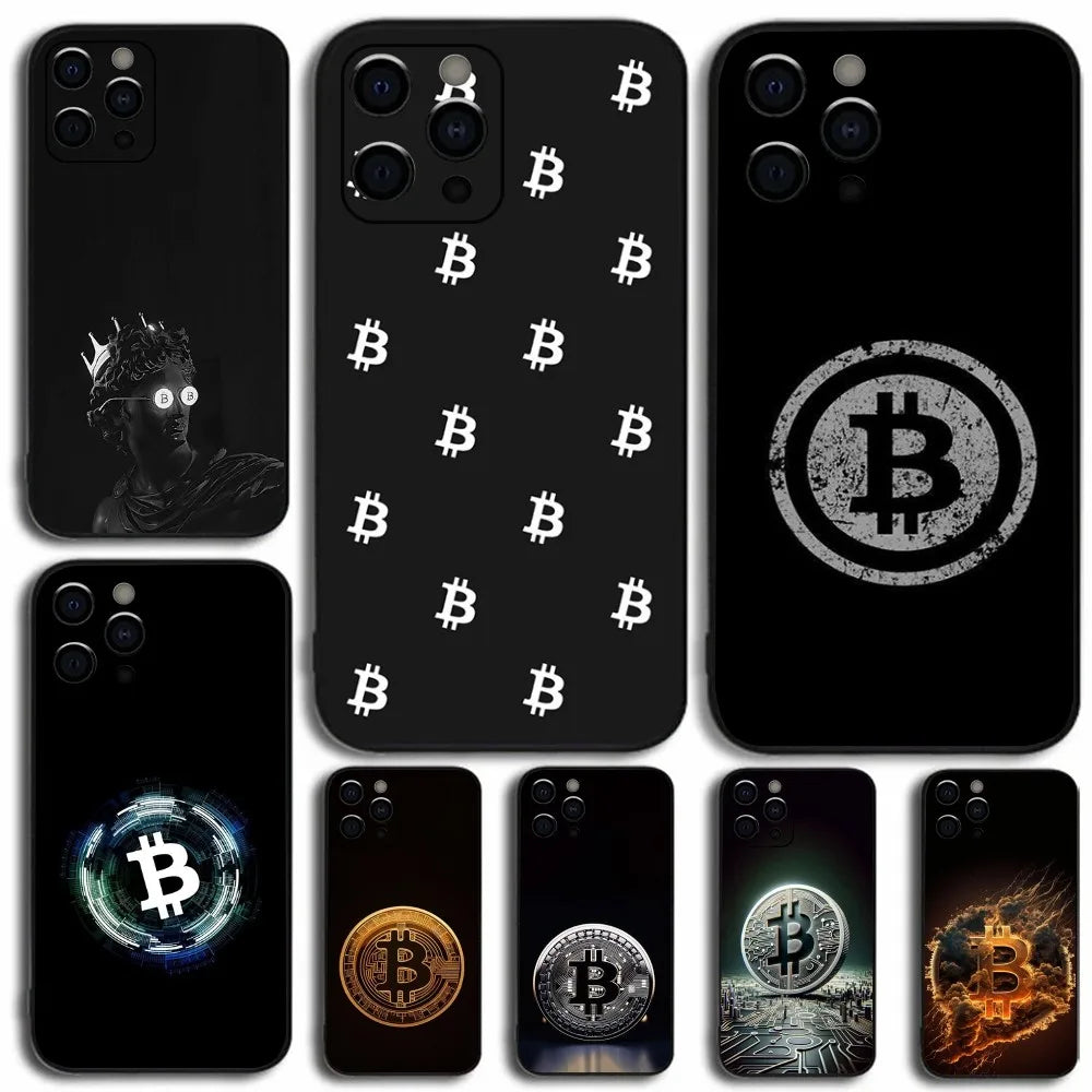 Crypto Currency Bitcoin BTC Phone Case For Apple iPhone 15,14,13,12,11,Pro,X,XS,Max,XR,Plus,Mini Soft Black Cover