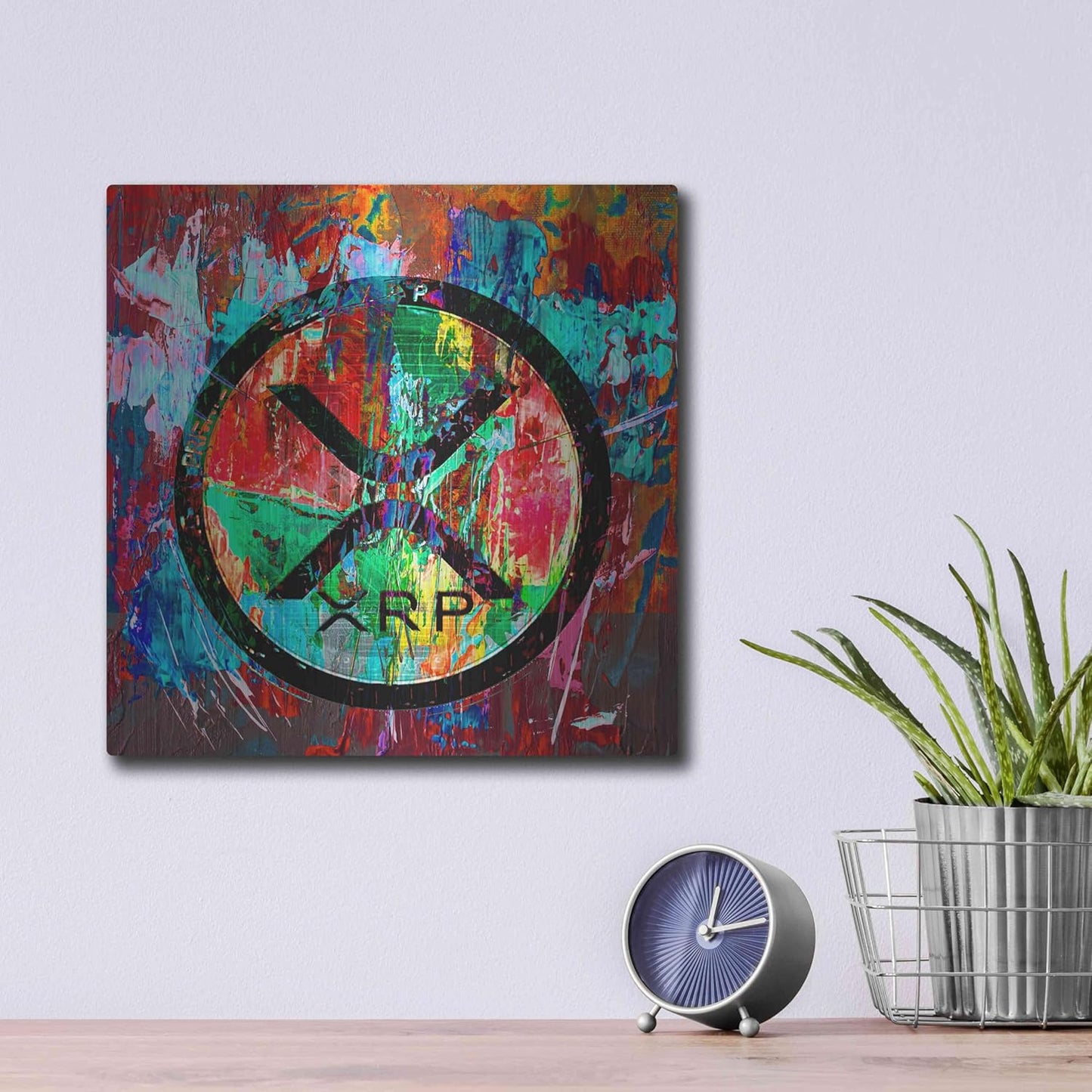 Luxe Metal Art 'Xrp Crypto In Color Portfolio, Metal Wall Art, 12"x12"