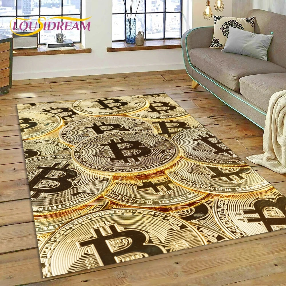 Bitcoin 3D Virtual Currency NFT Area Rug Carpet for Living Room