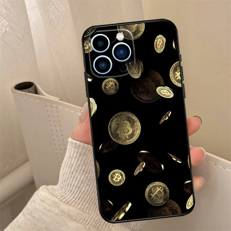 Crypto Currency Bitcoin BTC Phone Case For iPhone 16 15 14 13 12 11 Pro Max XS X XR 7 8 Plus 12 13 Mini Back Cover