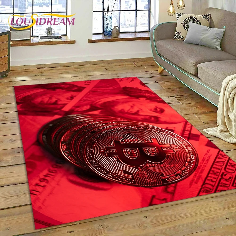 Bitcoin 3D Virtual Currency NFT Area Rug Carpet for Living Room