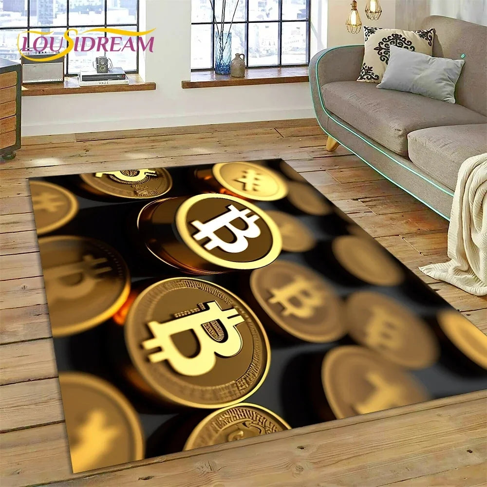 Bitcoin 3D Virtual Currency NFT Area Rug Carpet for Bedroom Living Room