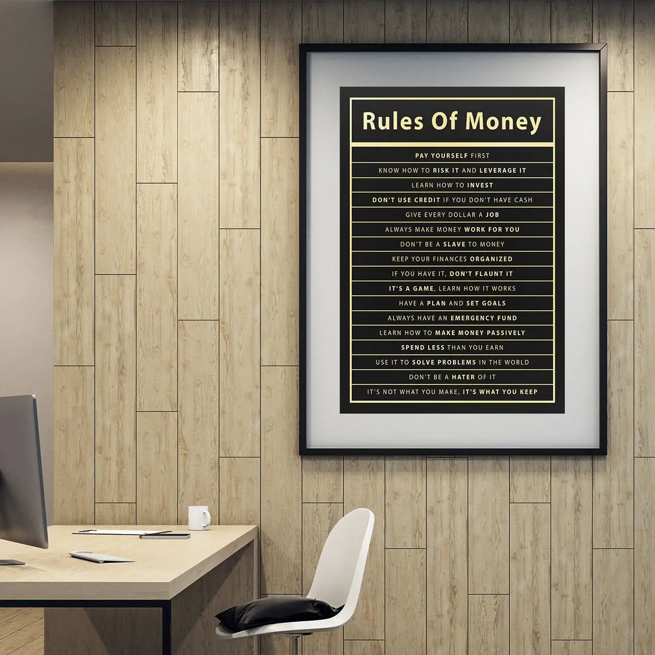 Rules Of Money Motivational Wall Art Canvas Print Office Decor Financial Poster Entrepreneur Millionaire Inspirational Quote