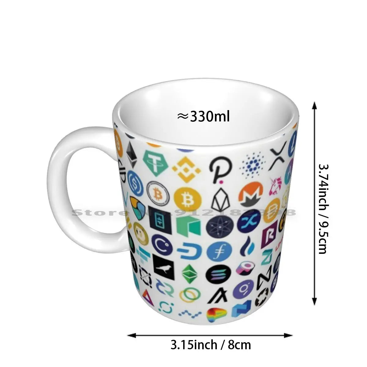 Tazas de cerámica con logotipos de criptomonedas, tazas de café, tazas de té con leche, patrones de criptomonedas, Ethereum, Chainlink, token Defi, Bitcoin, Btc, criptomonedas