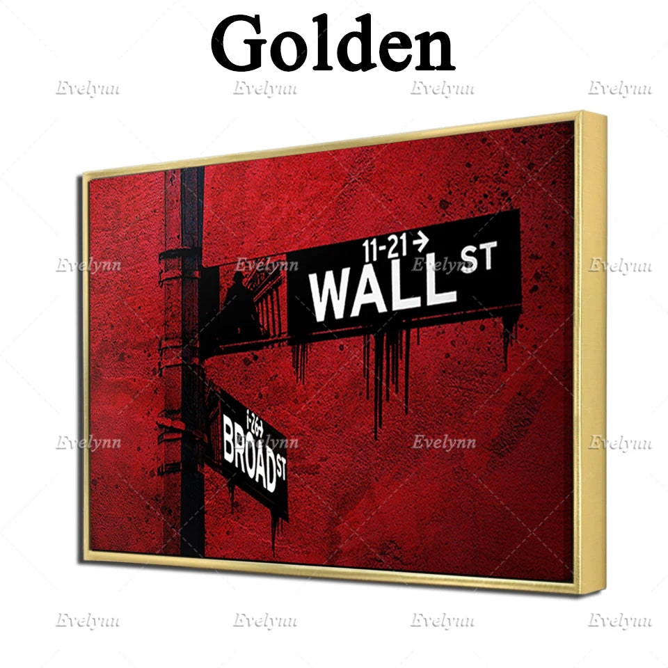 Red Wall St. Canvas Wall Art Poster| Office Decor | Investor,Stock Market,Bitcoin,Crypto,Day Trader | Wall Street Floating Frame