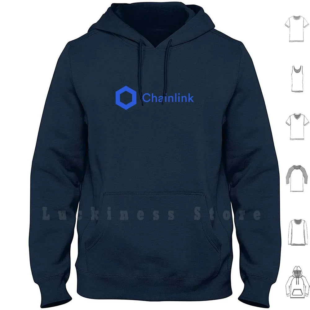 Chainlink Logo Hoodies Long Sleeve Chain Link Bitcoin Crypto Ethereum Eos Ico Currency Money Litecoin Xrp Ripple