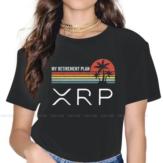 XRP Retirement Plan Girls Women T-Shirt Cryptocurrency Crypto Miner Blusas Harajuku Casual Short Sleeve Vintage Oversized Tops