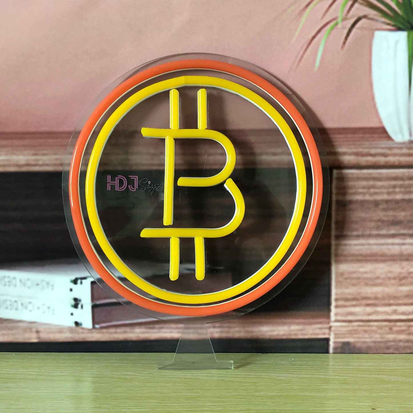 Panneau néon personnalisé Bitcoin LED Panneaux Décoration murale amusante pour chambre à coucher, maison, bar, café, magasin, salle de jeux, jardin, cadeau lumineux au néon