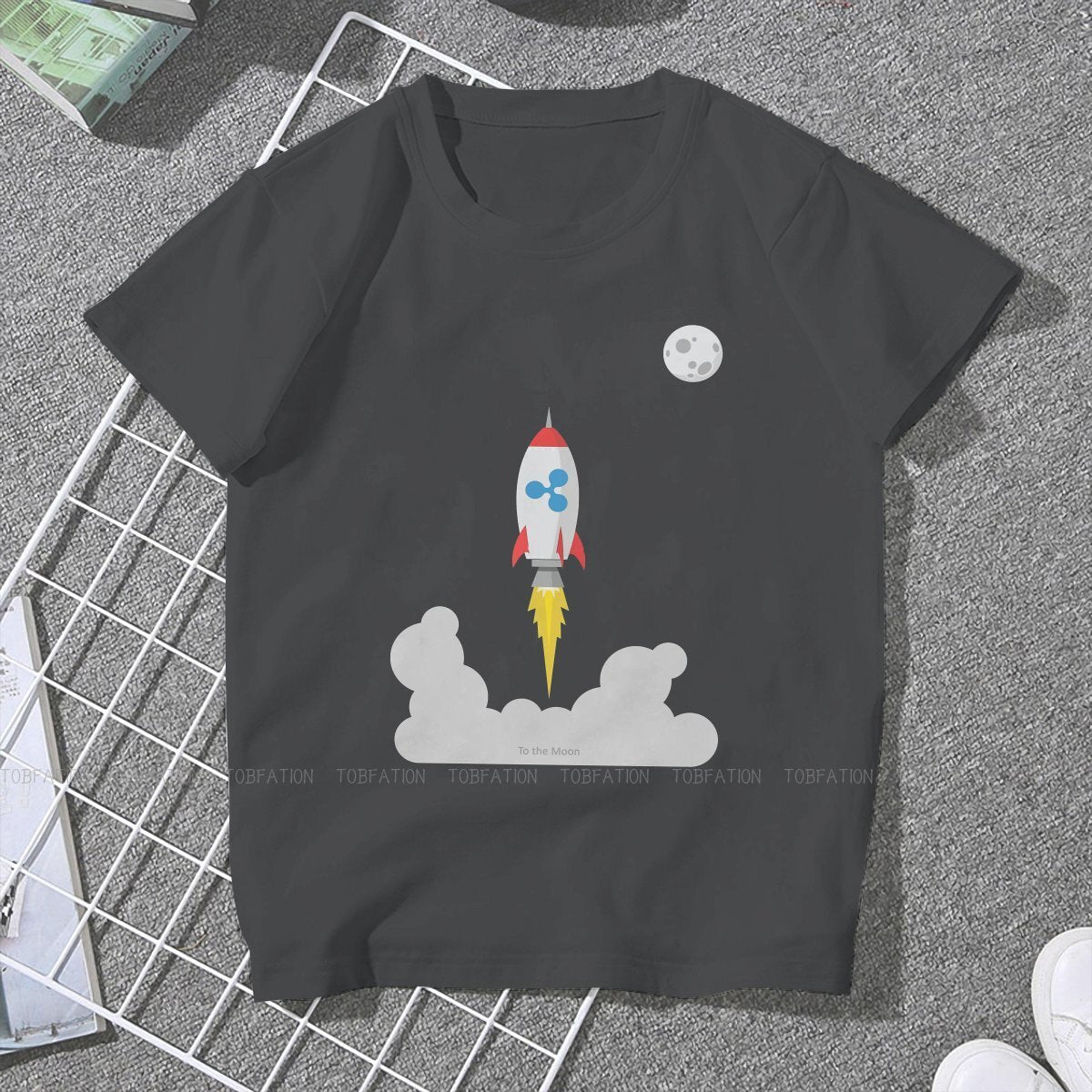 Ripple XRP Rocket Spaceship Femmes T-shirts Crypto Crypto-monnaie Grunge Vintage Vêtements pour femmes Grand coton graphique Streetwear