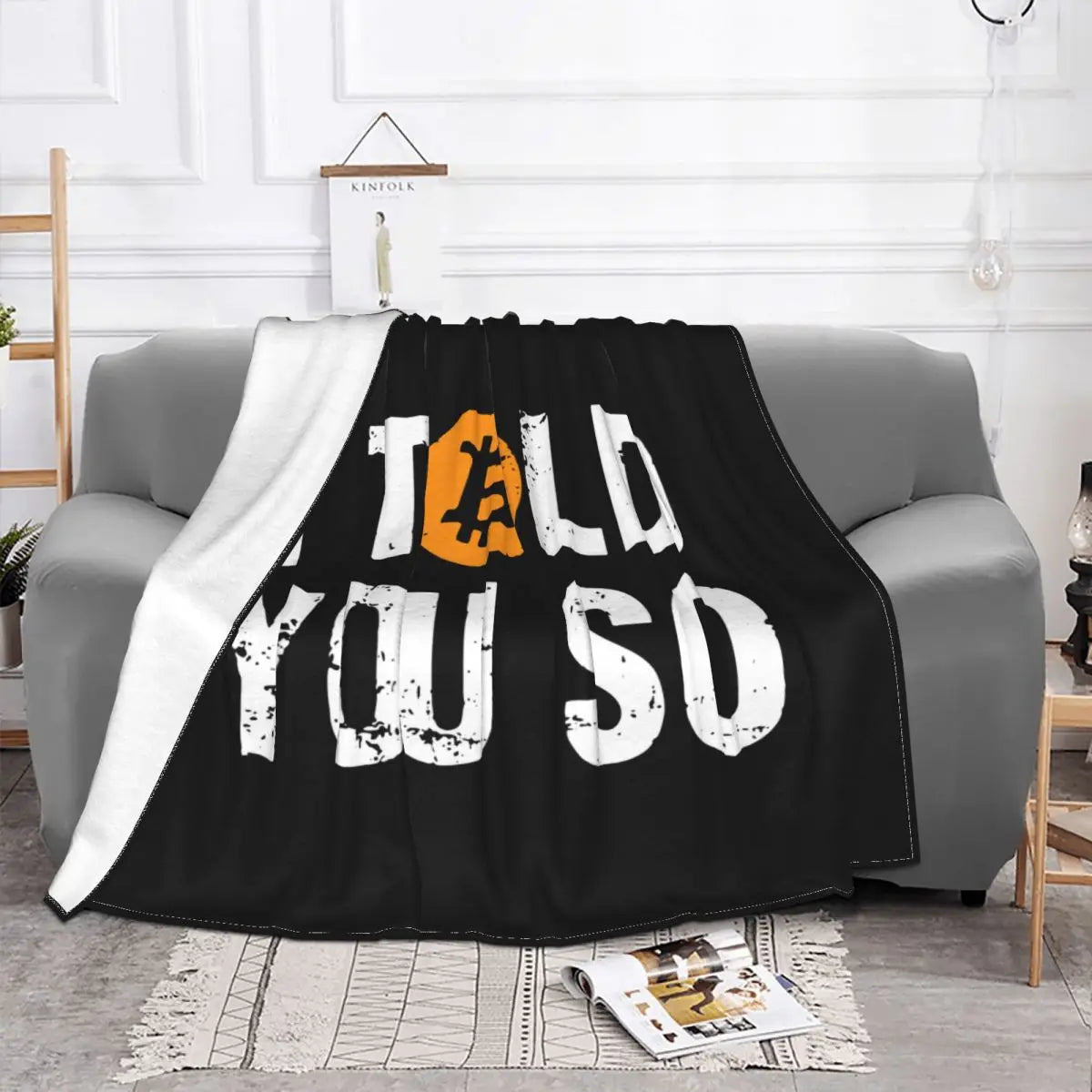 I Told You So Bitcoin Blanket Velvet Hodl Crypto Currency Portable Lightweight Throw Blanket for Home Travel Plush Thin Quilt