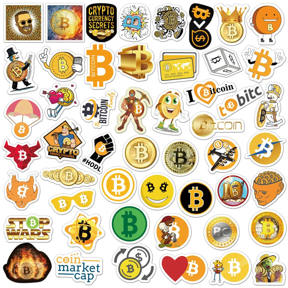 10/30/50PCS Digital Currency Bitcoin Stickers