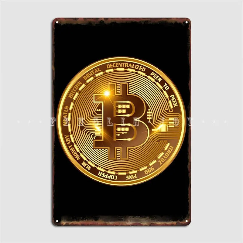 Bitcoin Gold Btc Poster Metal Plaque Plates Garage Club Custom Cinema Garage Tin Sign Poster