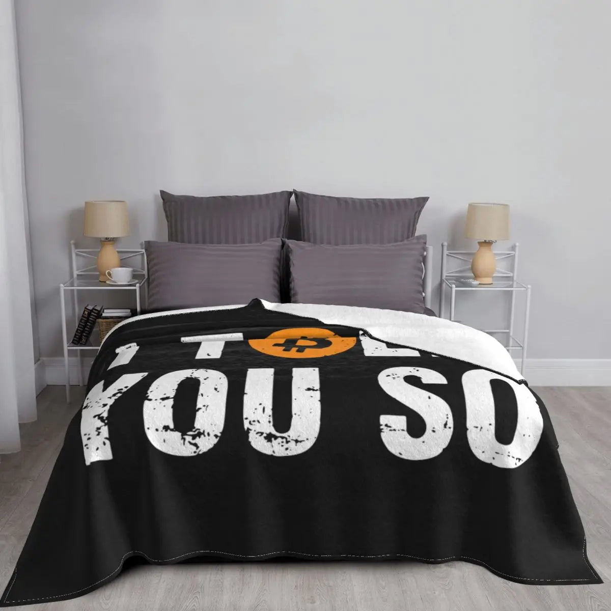 I Told You So Bitcoin Blanket Velvet Hodl Crypto Currency Portable Lightweight Throw Blanket for Home Travel Plush Thin Quilt