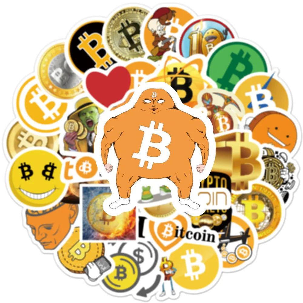 10/30/50PCS Digital Currency Bitcoin Stickers