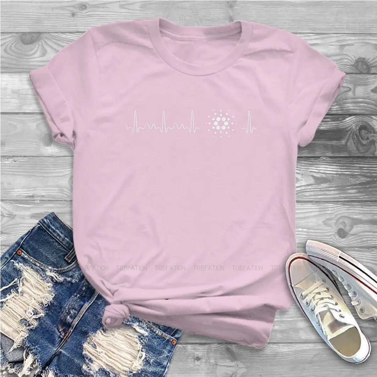 Cardano Ada Coin Heartbeat Feminine Clothes Cryptocurrency Crypto Miner T-shirt Kawaii Vintage Female Blusas