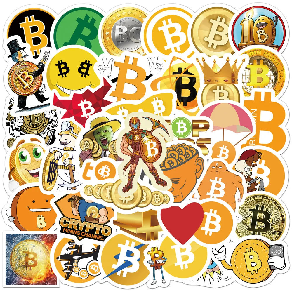 10/30/50PCS Digital Currency Bitcoin Stickers