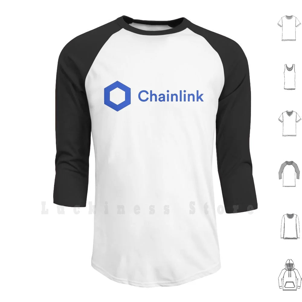 Chainlink Logo Hoodies Long Sleeve Chain Link Bitcoin Crypto Ethereum Eos Ico Currency Money Litecoin Xrp Ripple