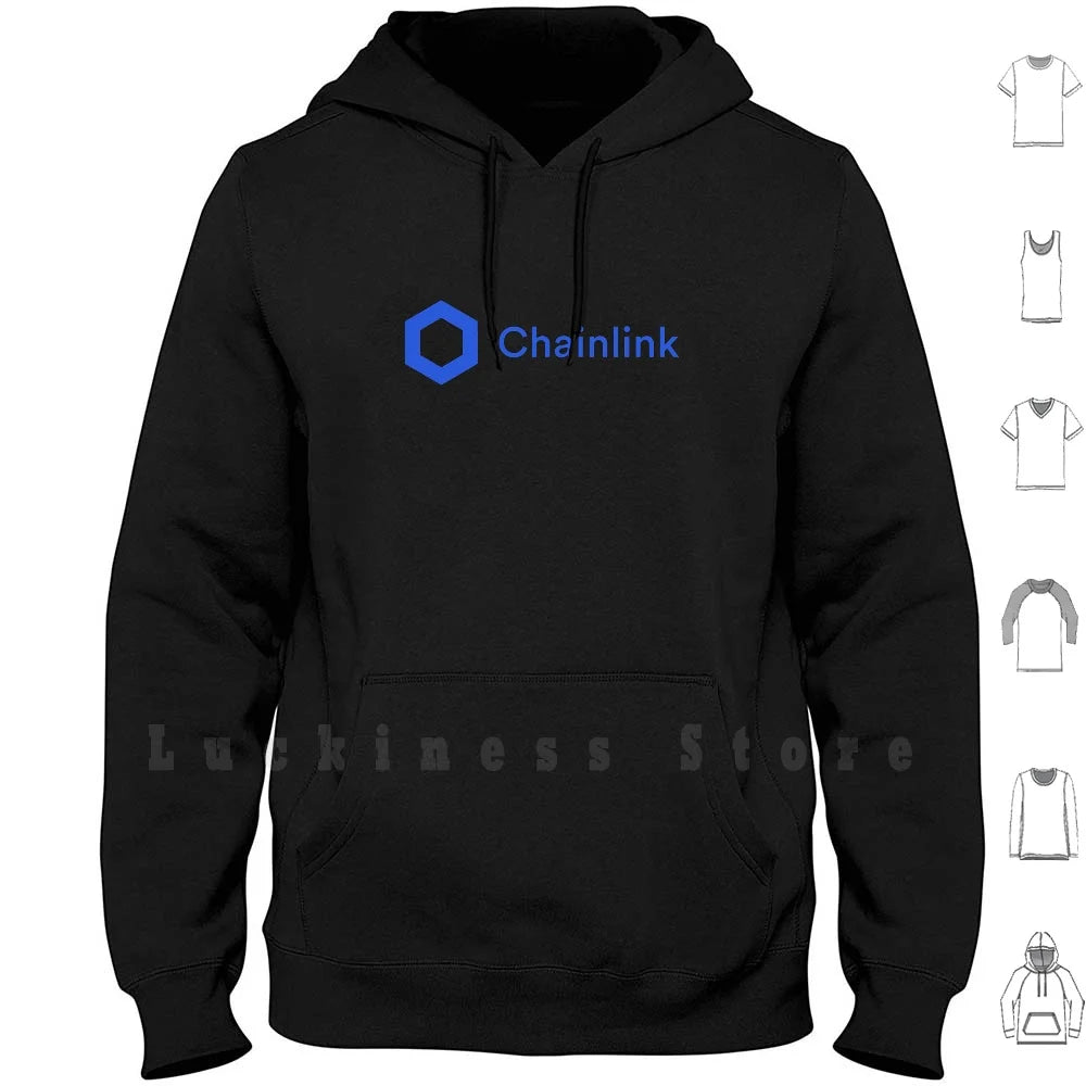 Chainlink Logo Hoodies Long Sleeve Chain Link Bitcoin Crypto Ethereum Eos Ico Currency Money Litecoin Xrp Ripple