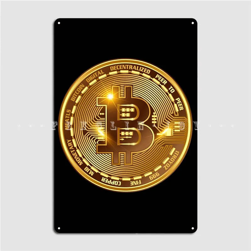 Bitcoin Gold Btc Poster Metal Plaque Plates Garage Club Custom Cinema Garage Tin Sign Poster