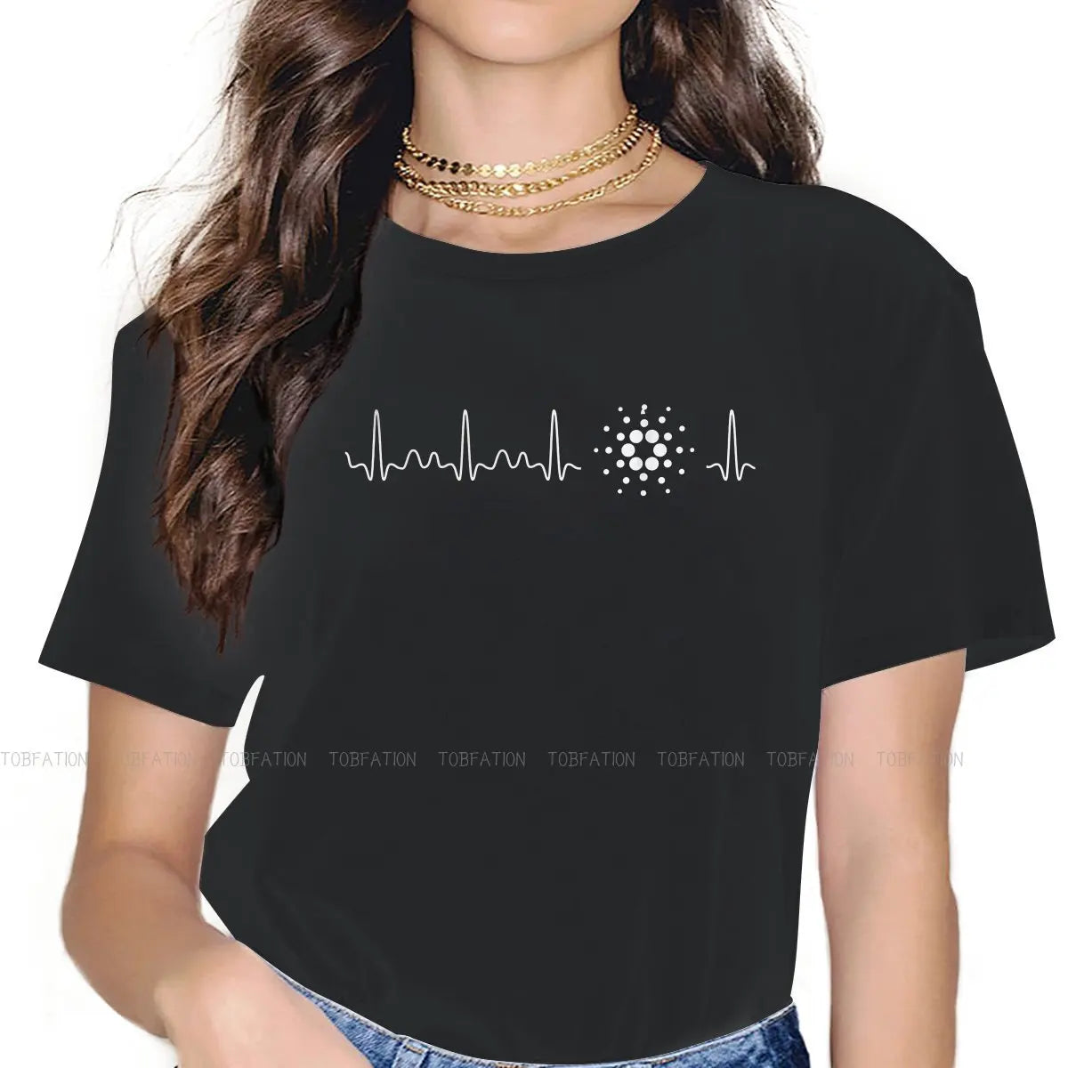 Cardano Ada Coin Heartbeat Feminine Clothes Cryptocurrency Crypto Miner T-shirt Kawaii Vintage Female Blusas